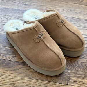 UGG Chestnut Suede Shearling Mules